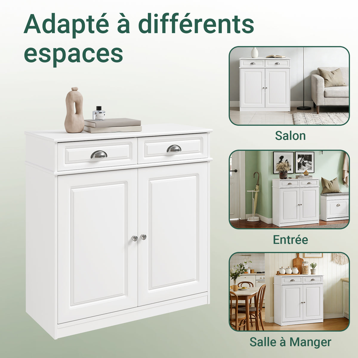 SoBuy FSB104-W Dulap de Pantofi cu Sertare și Rafturi Reglabile, Mobilier de Intrare – 80x35x82 cm, Alb