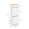 SoBuy FSB112-WN Meuble Poubelle 2 Compartiments avec Pédale et Tiroir – Rangement Blanc Aspect Chêne – 35×25×101,7 cm, Blanc et Chêne