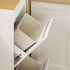 SoBuy FSB112-WN Meuble Poubelle 2 Compartiments avec Pédale et Tiroir – Rangement Blanc Aspect Chêne – 35×25×101,7 cm, Blanc et Chêne
