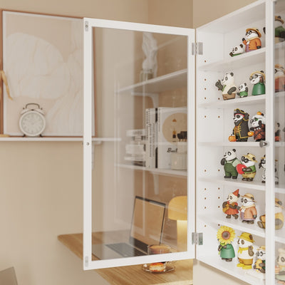 SoBuy FSB113-H-W Armoire Murale 2 Portes avec Porte Vitrée – Meuble Rangement Mural 5 Étagères Réglables, Étagère Suspendue Fine pour Salle de Bain, WC et Chambre – 80×12×80 cm, Charge 12 kg