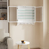 SoBuy FSB114-E-W Armoire Murale Suspendue Blanche 2 Portes Vitrées – Meuble de Rangement Peu Profond avec Éclairage LED pour Salle de Bain, Cuisine et Salon – 68×13,5×68,5 cm, Charge 18 kg