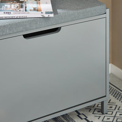 SoBuy FSR151-K-HG Banchetă pentru Pantofi cu Pernă Căptușită și 1 Clapetă, Subțire 24cm pentru Intrare – 60x24x52 cm, Gri