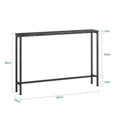 SoBuy FSB19-XL-SCH Console d’Entrée Design Fonctionnel et Gain de Place, Design Moderne, Style Industriel, pour Salon et Chambre – L120×P20×H80 cm, Métal, Noir