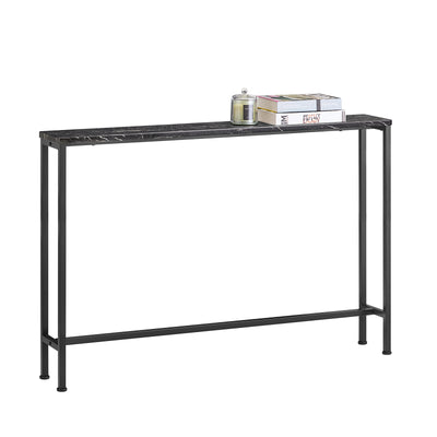 SoBuy FSB19-XL-SCH Console Entrée Meuble Couloir Étagère Arrière Canapé – Plateau Effet Marbre Noir et Pieds Métal – Style In