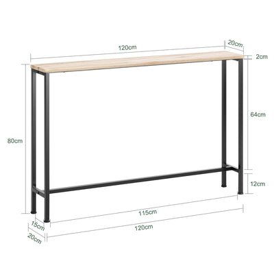 SoBuy FSB19-XL-Z Console Ultra Fine 20 cm – 120×20×80 cm, Charge 50 kg, Métal Noir et Plateau Bois