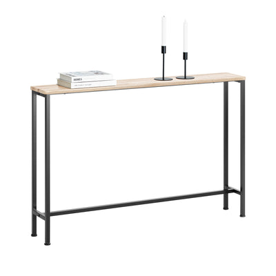 SoBuy FSB19-XL-Z Console Ultra Fine 20 cm – 120×20×80 cm, Charge 50 kg, Métal Noir et Plateau Bois