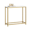 SoBuy FSB29-G Masă Consolă Masă Laterală Masă de Capăt Canapea Masă de Intrare Efect Marmură Cadru și 4 Picioare din Fier de Înaltă Calitate – L80cm x l30cm x H75cm - Auriu