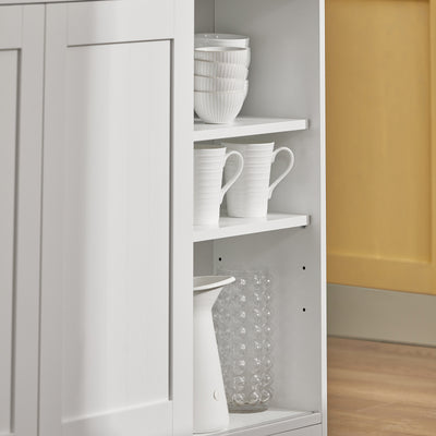 SoBuy FSB36-WN Bufet de Depozitare cu Uși Glisante și Blat Extensibil, Dulap de Bucătărie, Mobilier Multifuncțional 110×66×97 cm