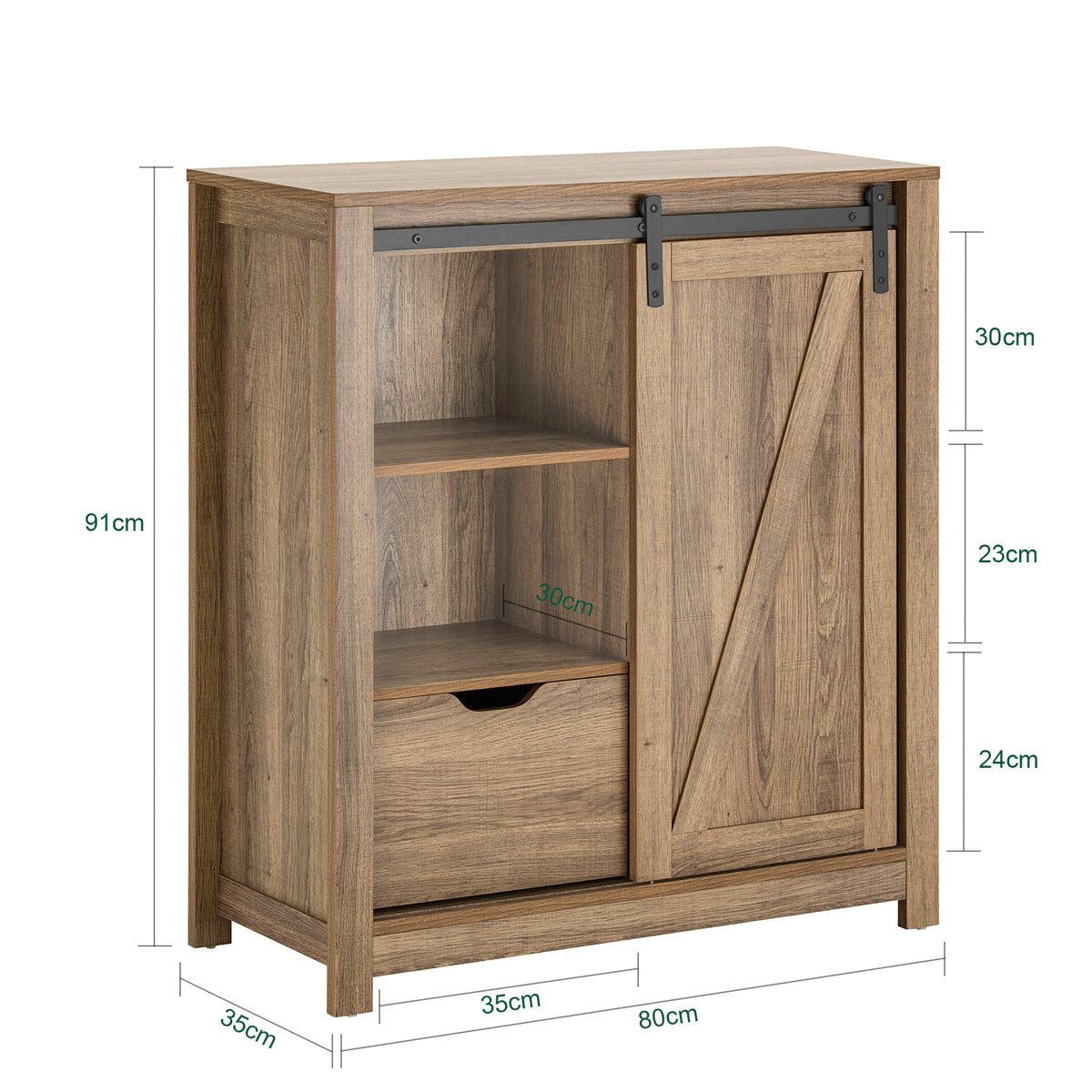SoBuy FSB59-BR Bufet, Comodă de Depozitare cu Ușă Glisantă Tip Hambar, Comodă Multifuncțională pentru Hol, Sufragerie, Bucătărie – 80x35x92 cm, Maro