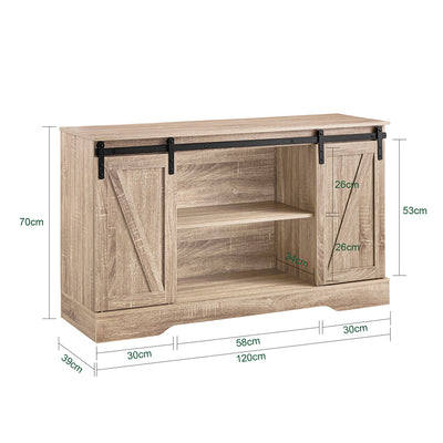 SoBuy FSB60-E Bufet Mobilier de Depozitare cu Ușă de Hambar Glisantă, Comodă Multifuncțională pentru Hol Sufragerie Bucătărie – 120x40x70 cm