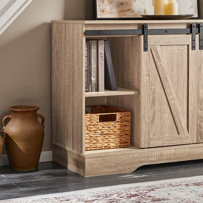 SoBuy FSB60-E Bufet Mobilier de Depozitare cu Ușă de Hambar Glisantă, Comodă Multifuncțională pentru Hol Sufragerie Bucătărie – 120x40x70 cm