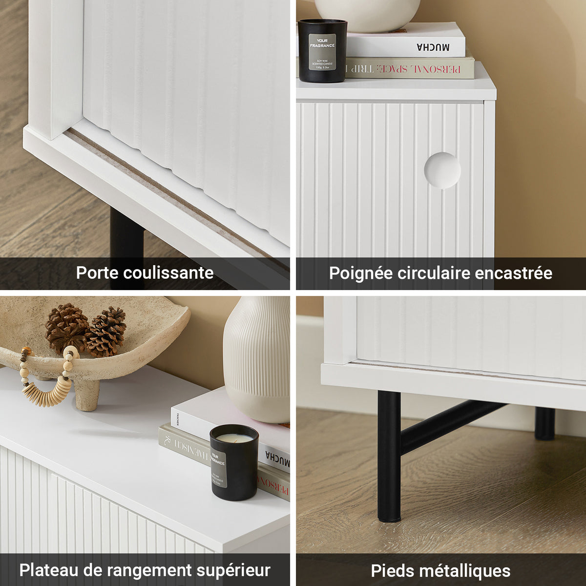 SoBuy FSB62-W Meuble d’Entrée avec Rangement Chaussures Intégré – 2 Portes Coulissantes – Entrée Organisée – 70x37x87 cm Blanc