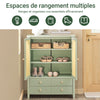 SoBuy FSB72-GR Dulap de Intrare Rattan Verde – 4 Sertare, Stil Boem Natural