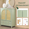 SoBuy FSB72-GR Dulap de Intrare Rattan Verde – 4 Sertare, Stil Boem Natural