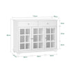 Copia SoBuy Credenza cu 2 uși de sticlă și 2 sertare, dulap de bucătărie, mobilier pentru sufragerie, bufet, mobil de containere, alb, 120x39x78cm FSB79-W