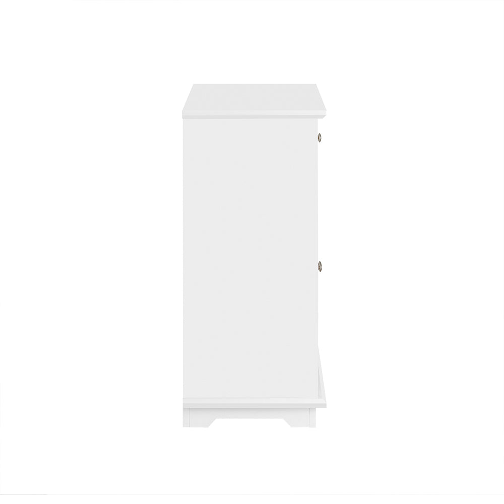 SoBuy FSB77-W Bufet Jos, Comodă Dulap de Depozitare, Dulap de Bucătărie, Mobilier de Depozitare pentru Bucătărie Sufragerie Living Intrare cu 3 Uși din Sticlă, 2 Sertare, 119 x 40 x 90 cm, Alb
