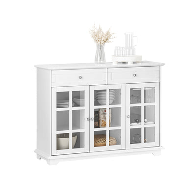 SoBuy FSB77-W Buffet Bas, Commode Armoire de Rangement, Placard de Cuisine, Meuble de Rangement pour Cuisine Salle à Manger S
