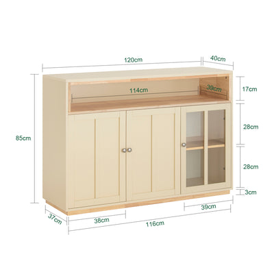 SoBuy FSB80-MI Comodă Bufet Dulap de Bucătărie Dulap de Depozitare Mobilier de Bucătărie Multi-depozitare cu 3 Uși Mobilier de Intrare Mobilier Lateral