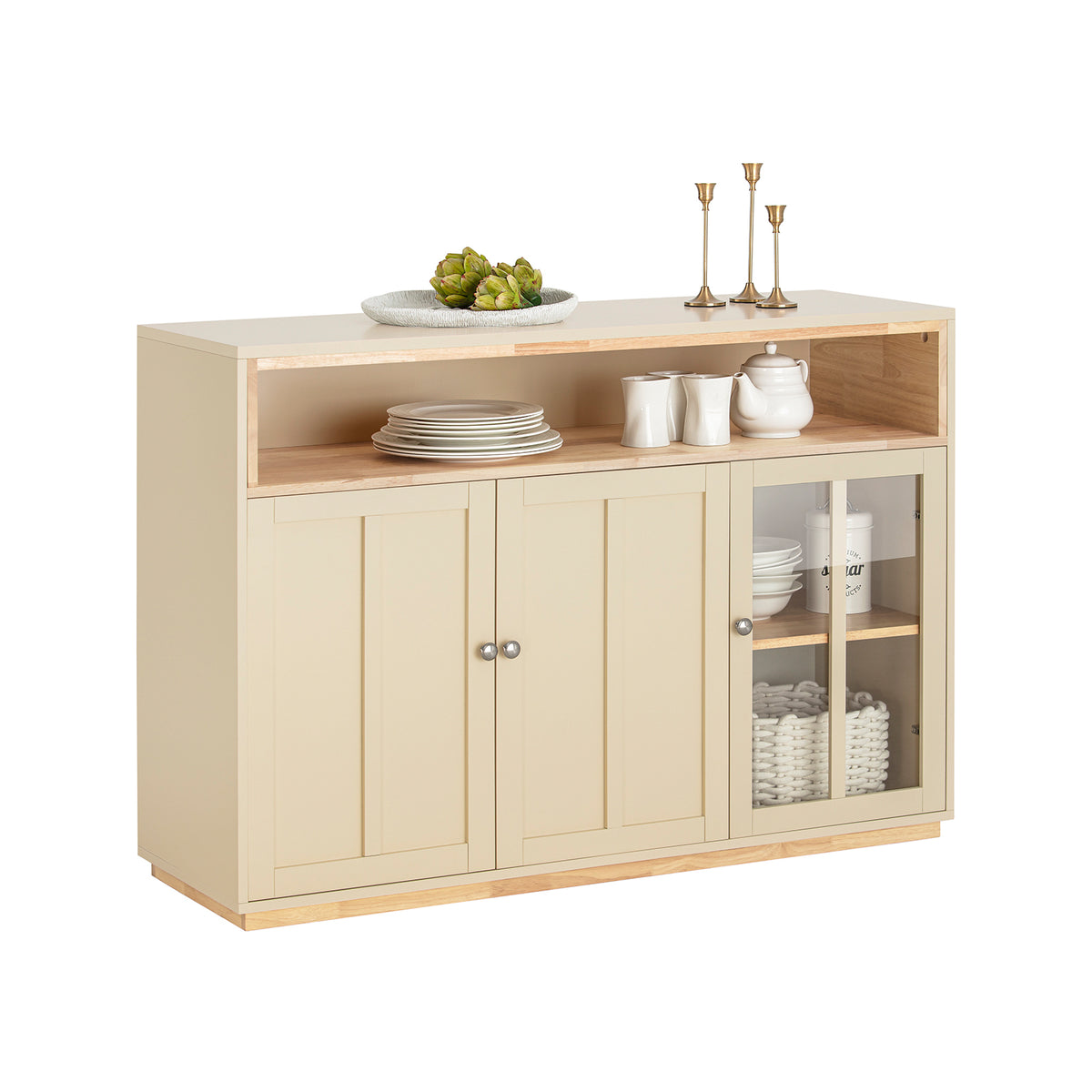 SoBuy FSB80-MI Buffet Placard de Cuisine Meuble de Rangement Armoire de Cuisine Multi-rangements avec 3 Portes Meuble d'entré