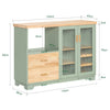 SoBuy FSB81-GR Bufet Bucătărie 120 cm – Nișă Cuptor cu Microunde, 8 Sticle, Uși Vitrate, Lemn Masiv – Verde