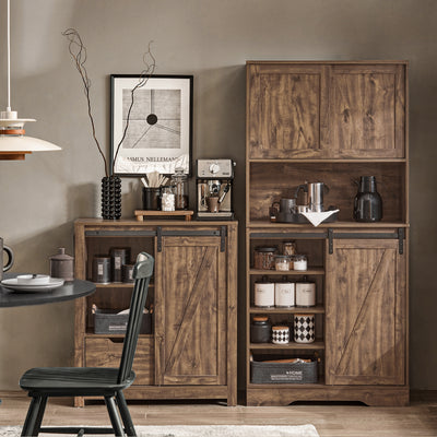 SoBuy FSB83-N Buffet de Cuisine Meuble de Rangement Armoire de Cuisine Buffet avec Porte de Grange Coulissante