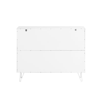 SoBuy FSB86-W Comodă joasă, Dulap de depozitare, Bufet pentru bucătărie, Sufragerie, Living, Hol cu Dulap, 3 Sertare și 2 Uși din Sticlă, 108 x 40 x 85 cm, Alb