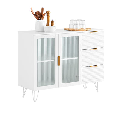 SoBuy FSB86-W Buffet Bas, Commode Armoire de Rangement, Buffet Bahut pour Cuisine Salle à Manger Salon Entrée avec Placard, 3