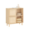 SoBuy FSB87-N Bufet Mobilier de Depozitare cu 2 Uși Glisante, Comodă Multifuncțională pentru Hol Sufragerie Bucătărie – 80x35x87 cm, Natural