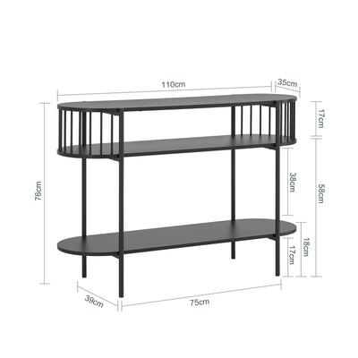 SoBuy FSB90-SCH Consolă de Intrare, Consolă cu Spațiu de Depozitare, Mobilier Multifuncțional pentru Hol, Design Industrial Modern pentru Intrare, Living sau Birou, Mobilier Negru L110cm x l39cm x H76cm