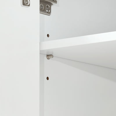 SoBuy FSB97-WN Bufet jos alb și bambus, 1 sertar, 2 uși și rafturi reglabile pentru hol, living sau bucătărie – 60x34x85 cm, sarcină 80kg