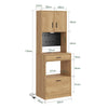 SoBuy FSB98-E-N Buffet Cuisine avec 2 Prises électriques et 2 Ports USB 60×40×170 cm | Meuble de cuisine avec lampe LED à détection, pour micro-ondes, idéal studios et petits espaces, PB et MDF (E1)