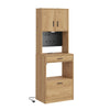 SoBuy FSB98-E-N Buffet Cuisine avec 2 Prises électriques et 2 Ports USB 60×40×170 cm | Meuble de cuisine avec lampe LED à détection, pour micro-ondes, idéal studios et petits espaces, PB et MDF (E1)