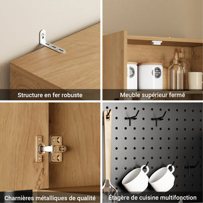 SoBuy FSB98-N Bufet Bucătărie Industrial 170 cm – Nișă Cuptor cu microunde, Depozitare Bucătărie, Stejar Vintage