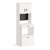 SoBuy FSB98-E-WG Buffet Cuisine avec 2 Prises électriques et 2 Ports USB 60×40×170 cm | Meuble de cuisine avec lampe LED à détection, pour micro-ondes, idéal studios et petits espaces, PB et MDF (E1)