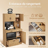 SoBuy FSB98-L-E-N Buffet de Cuisine Haut avec Prises Intégrées et LED – Plan de Travail, Multi-Rangements – 100×40×170 cm, Effet Chêne Clair