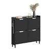 SoBuy FSR100-SCH Pantofar cu 4 Uși Rabatabile, Ultra-Subțire 19cm, Organizator Compact pentru Intrare Hol – 100x19x91 cm, Negru