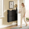SoBuy FSR100-SCH Pantofar cu 4 Uși Rabatabile, Ultra-Subțire 19cm, Organizator Compact pentru Intrare Hol – 100x19x91 cm, Negru