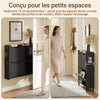 SoBuy FSR100-SCH Pantofar cu 4 Uși Rabatabile, Ultra-Subțire 19cm, Organizator Compact pentru Intrare Hol – 100x19x91 cm, Negru