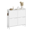 SoBuy FSR100-W Dulap de Pantofi Ultra-Subțire 19cm – 4 Uși Rabatabile, 12-20 Perechi, Anti-Răsturnare, 60kg – Alb
