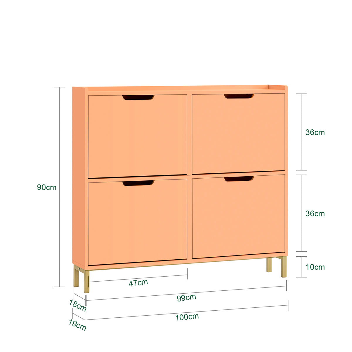 SoBuy FSR100-RS Dulap pentru Pantofi cu 4 Uși Rabatabile – Design Modern pentru Hol – 100x19x91 cm Roz