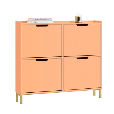 SoBuy FSR100-RS Meuble à Chaussures Design Élégant 4 Abattants – Déco Entrée Moderne – 100x19x91 cm Rosé
