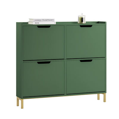 SoBuy FSR100-SY Meuble à Chaussures Ultra-Slim 19 cm Faible Profondeur – 4 Abattants, 8 Paires – Vert Sauge