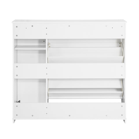 SoBuy Eșarfă cu 2 clapete, compartiment de 1 zi și 1 ușă, raft de încălțăminte îngust cu sertare, alb, 120x26x111 cm FSR104-W