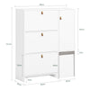 SoBuy FSR107-W Dulap de Pantofi cu Taburet, 1 Ușă și 3 Sertare Rabataile, Mobilier de Intrare – 95x30x121 cm, Alb
