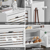 SoBuy FSR108-W Dulap de pantofi cu 3 compartimente și cârlige, Mobilier pentru Hol cu Agățătoare – 55x30x112 cm, Alb
