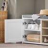 SoBuy FSR109-WN Banc pentru Pantofi cu Pernă Căptușită și Raft Detașabil pentru Hol Intrare – 80x35x45 cm, Alb și Natur