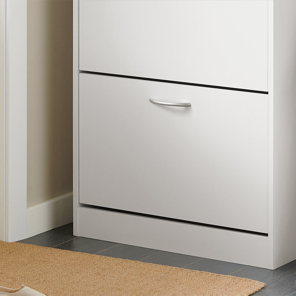 SoBuy FSR110-W Meuble d'Entrée avec 3 Abattants + Placard Rangement Chaussures - Meuble à Chaussures pour Couloir, Studio ou Appartement - Blanc 71x24x111cm