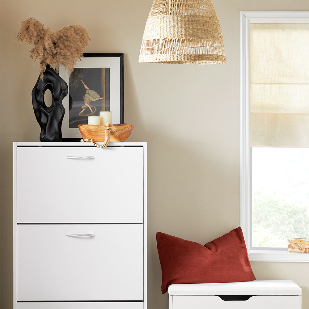 SoBuy FSR110-W Meuble d'Entrée avec 3 Abattants + Placard Rangement Chaussures - Meuble à Chaussures pour Couloir, Studio ou Appartement - Blanc 71x24x111cm
