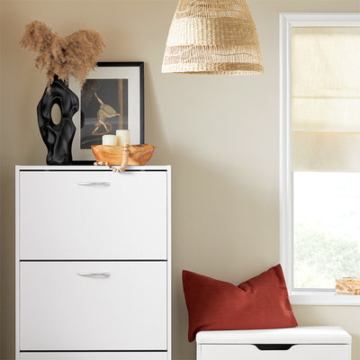 SoBuy FSR110-W Meuble d'Entrée avec 3 Abattants + Placard Rangement Chaussures - Meuble à Chaussures pour Couloir, Studio ou Appartement - Blanc 71x24x111cm