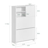 SoBuy FSR111-W Dulap de pantofi cu 2 compartimente rabatabile, 2 compartimente deschise și 1 ușă pentru hol, alb
